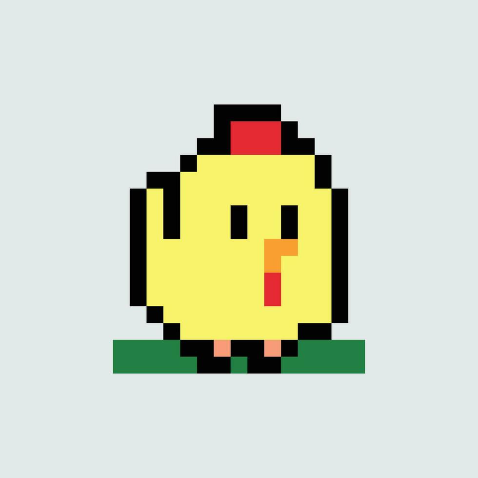 pixel pollo icona vettore illustrazione