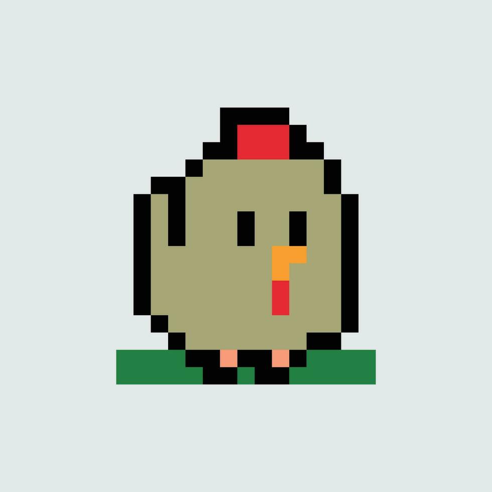 pixel pollo illustrazione vettore