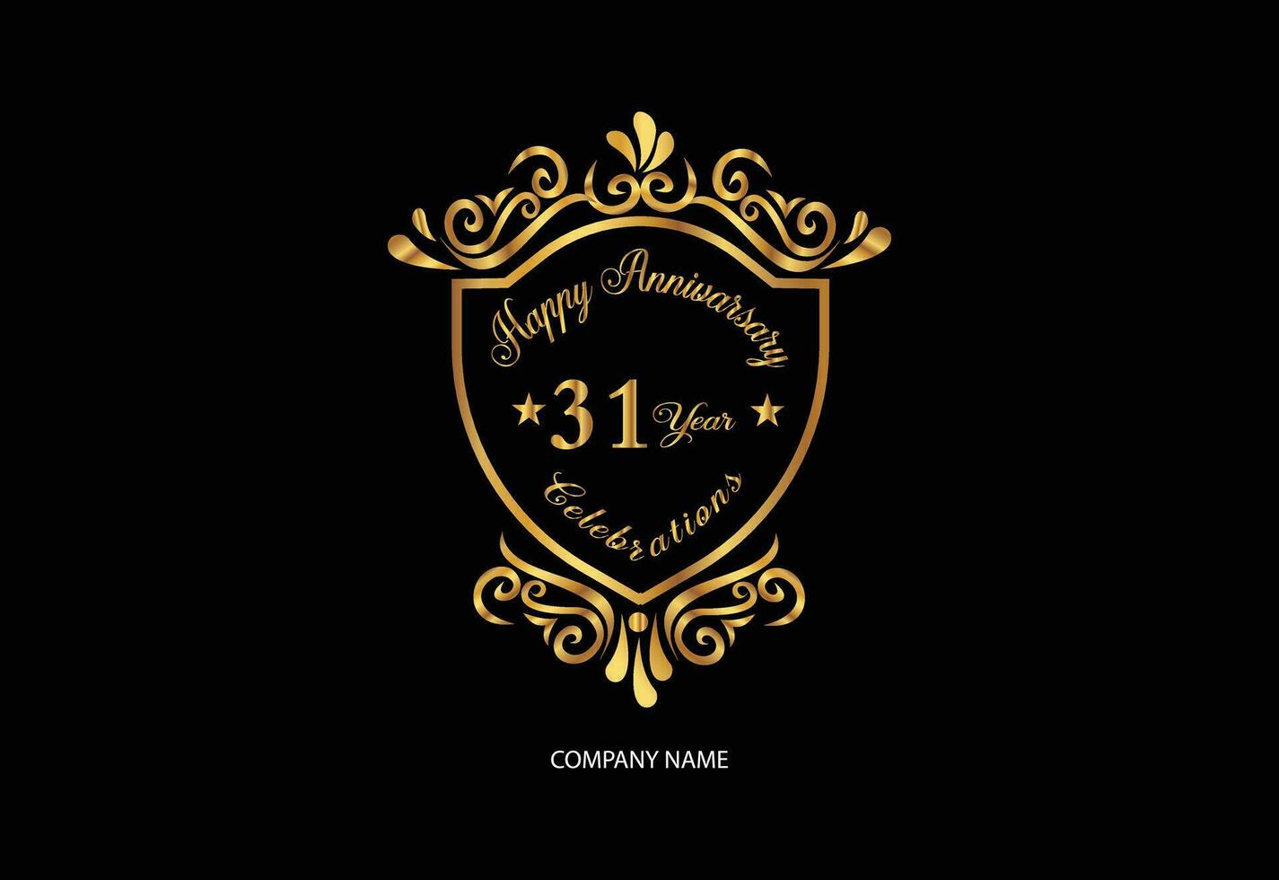 31 anniversario celebrazione logotipo con grafia d'oro colore elegante design vettore