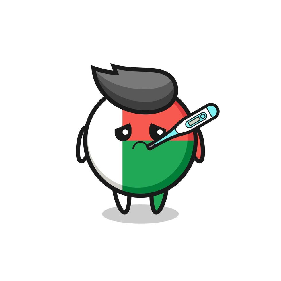 personaggio mascotte distintivo bandiera madagascar con condizione di febbre vettore