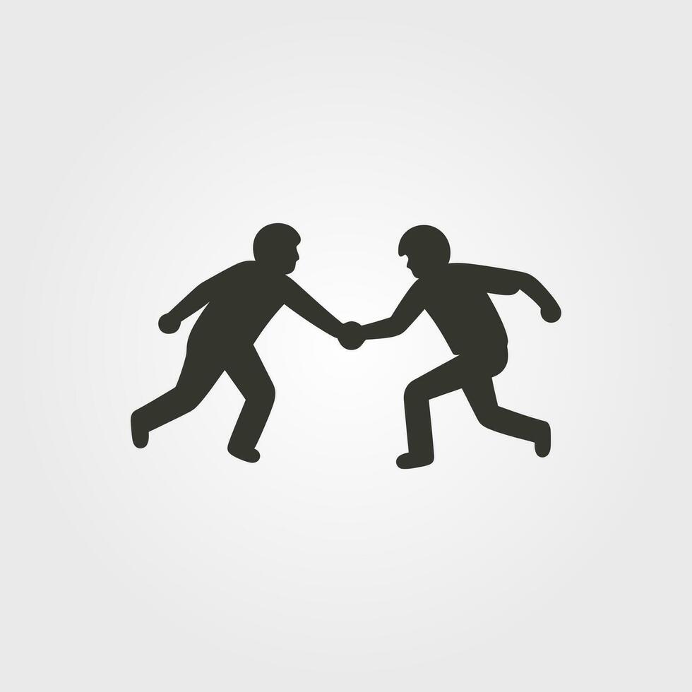 Due amici giocando etichetta icona - semplice vettore illustrazione