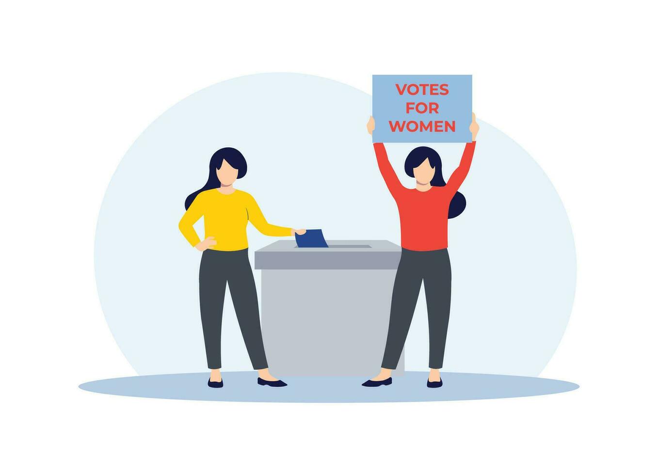 persone mettere il voto scrutinio nel il scrutinio scatola, votazione o sondaggio concetto, elezione concetto, voti per donne vettore