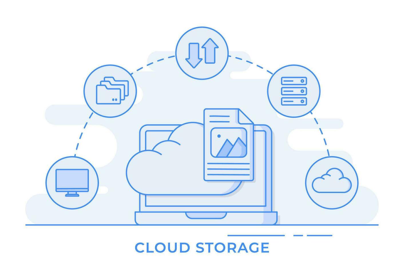 nube calcolo magro linea piatto vettore illustrazione infografica, dati Conservazione, ospitando, connessione, server, per atterraggio pagina, ragnatela striscione, ragnatela disegno, presentazione