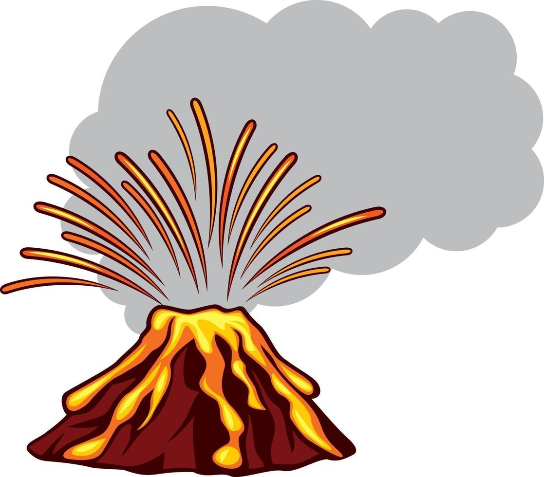 vulcano in cima alla montagna che esplode vettore