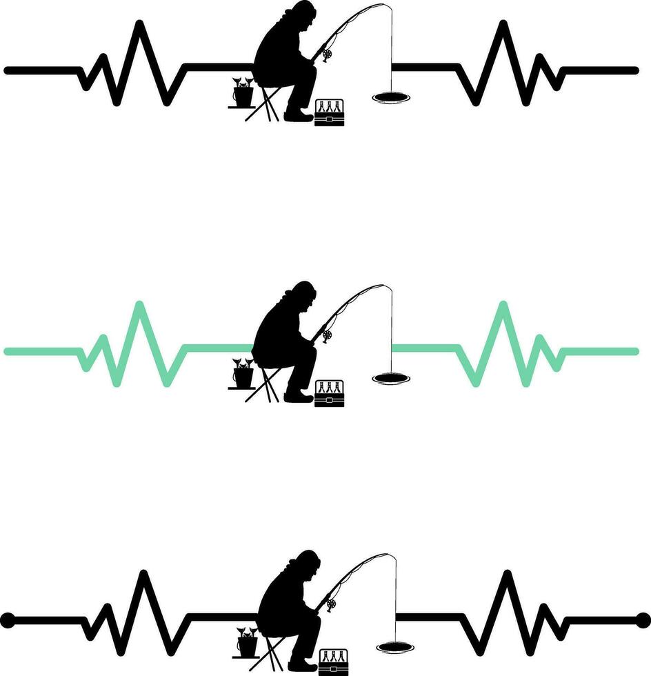 battito cardiaco pulse linea con ghiaccio pesca vettore