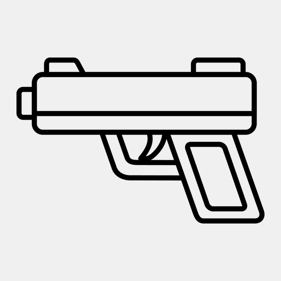 icona mano pistola. militare elementi. icone nel linea stile. bene per stampe, manifesti, logo, infografica, eccetera. vettore