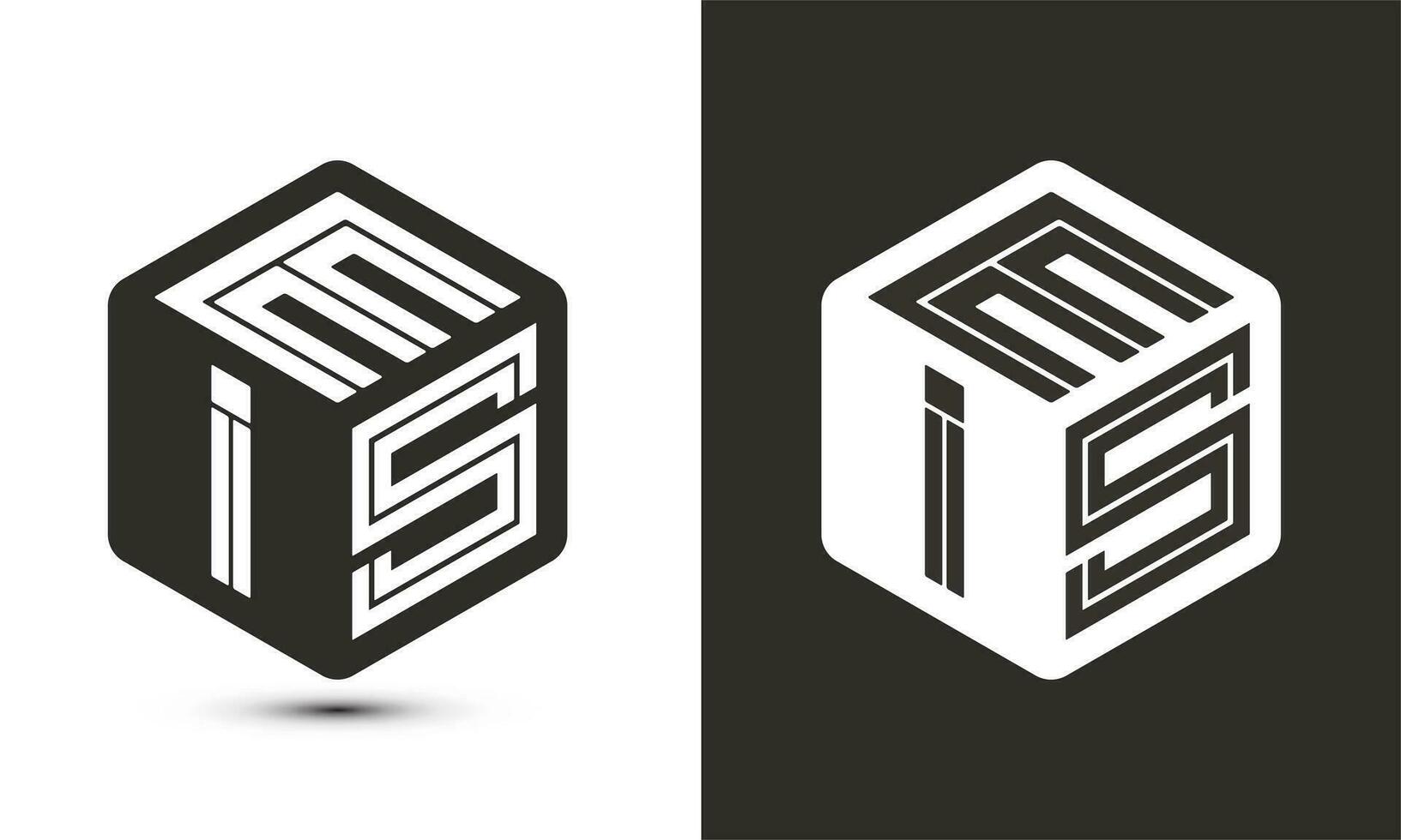 eis lettera logo design con illustratore cubo logo, vettore logo moderno alfabeto font sovrapposizione stile.