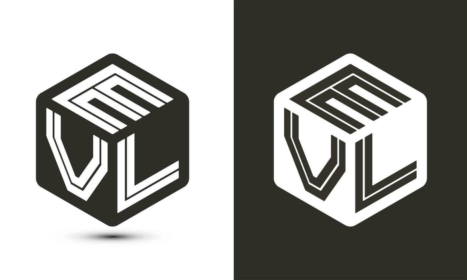 ev lettera logo design con illustratore cubo logo, vettore logo moderno alfabeto font sovrapposizione stile.