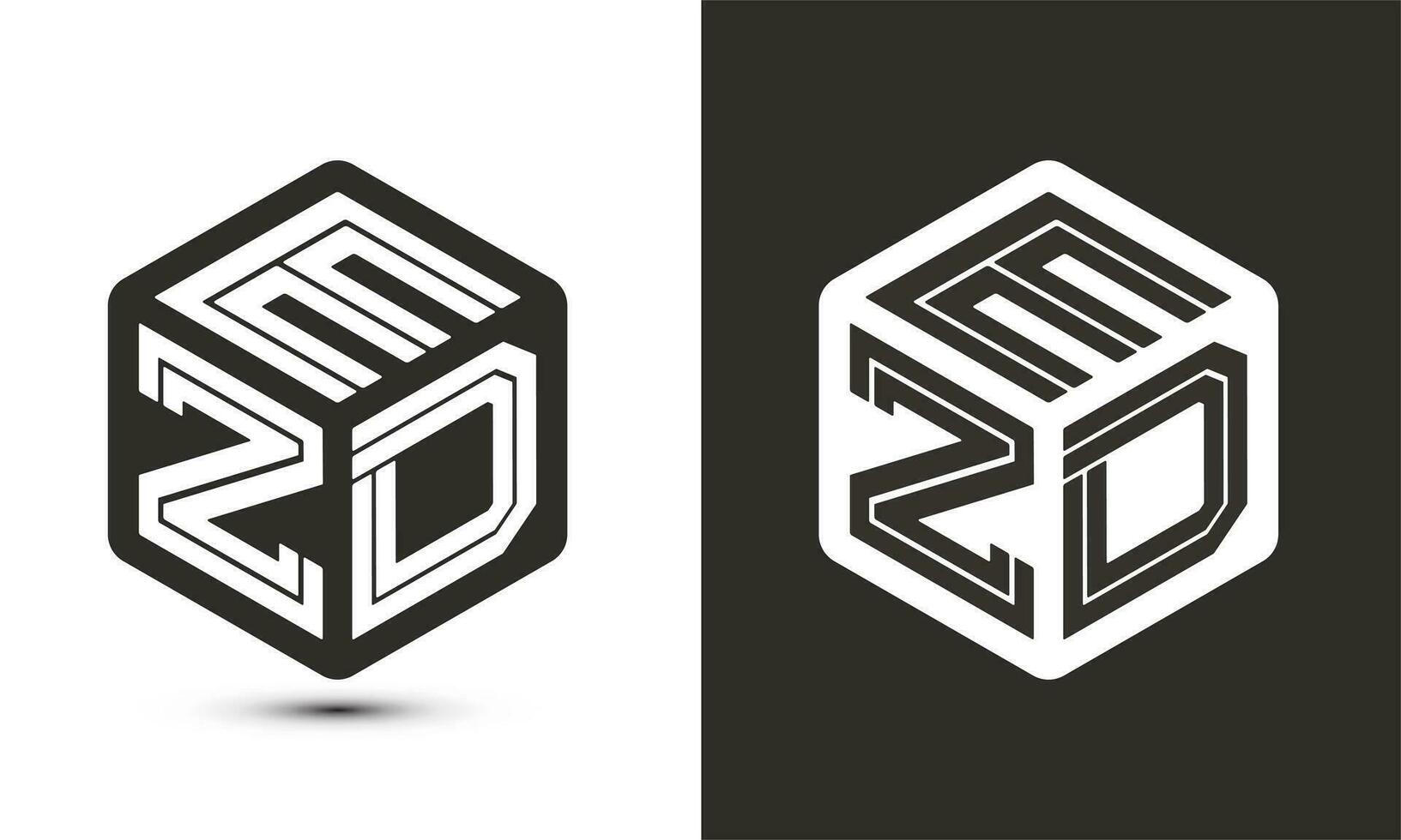ezd lettera logo design con illustratore cubo logo, vettore logo moderno alfabeto font sovrapposizione stile.