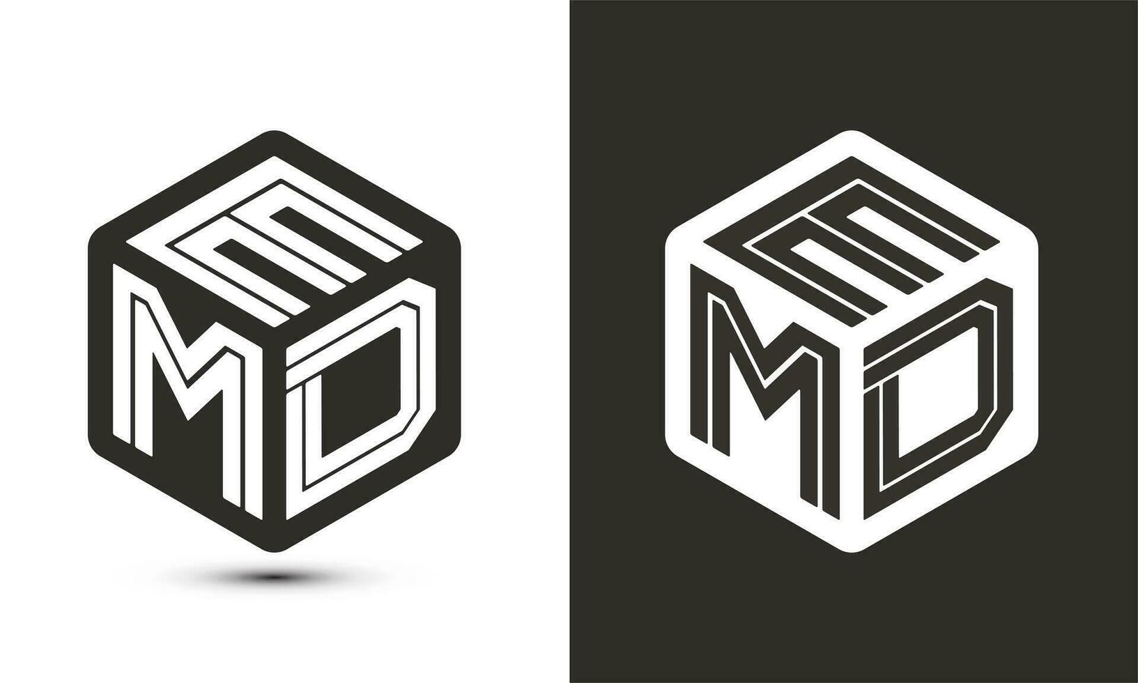 em lettera logo design con illustratore cubo logo, vettore logo moderno alfabeto font sovrapposizione stile.