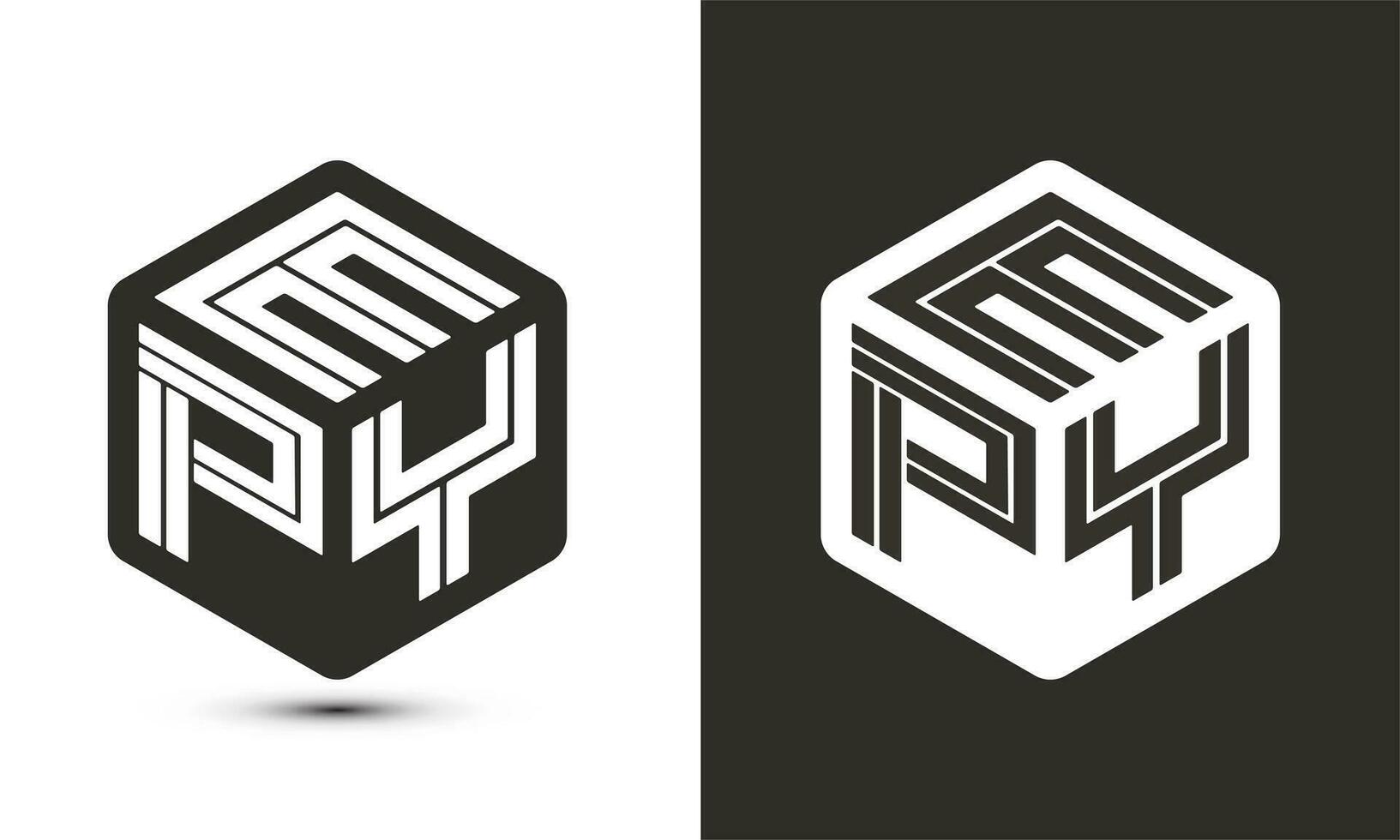 epy lettera logo design con illustratore cubo logo, vettore logo moderno alfabeto font sovrapposizione stile.