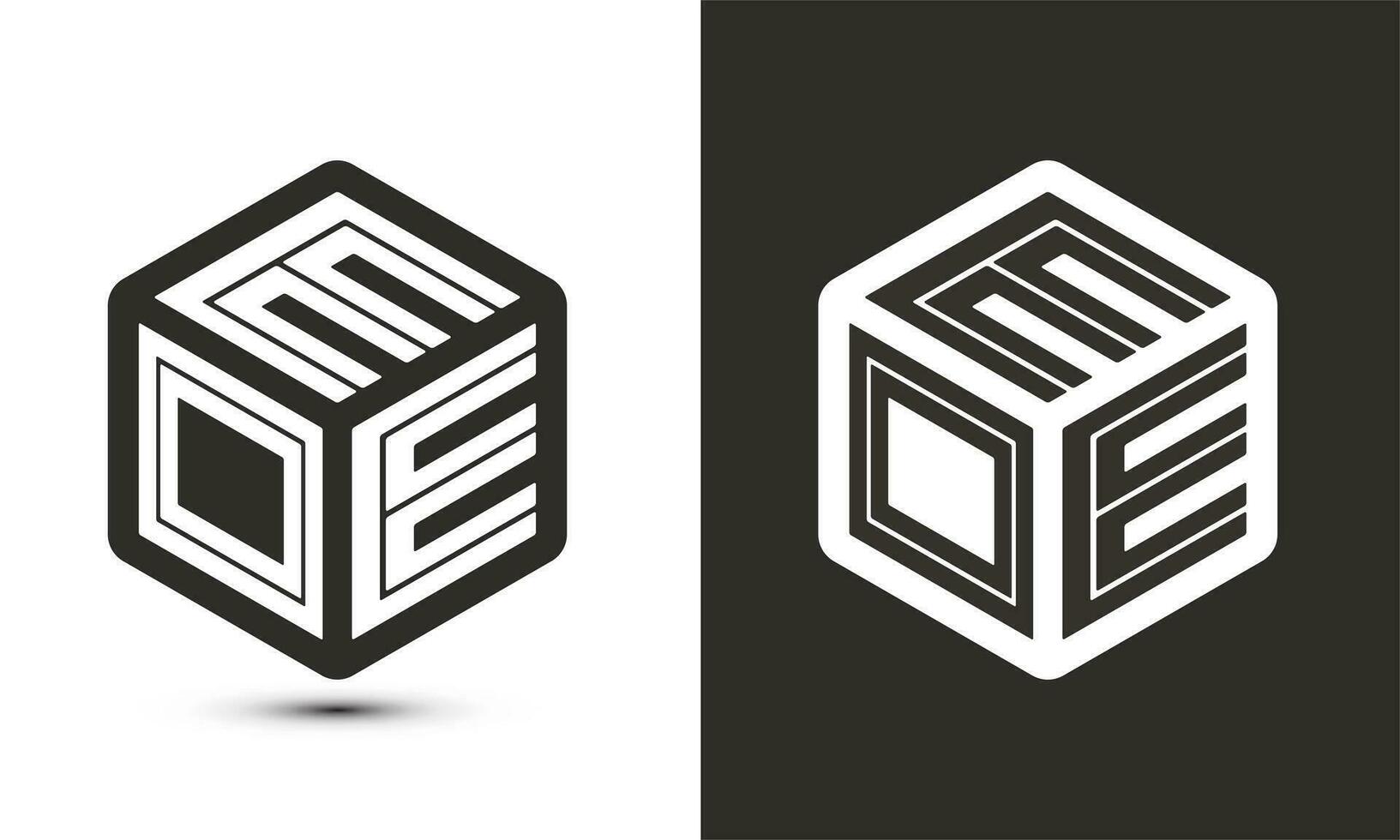 eoe lettera logo design con illustratore cubo logo, vettore logo moderno alfabeto font sovrapposizione stile.