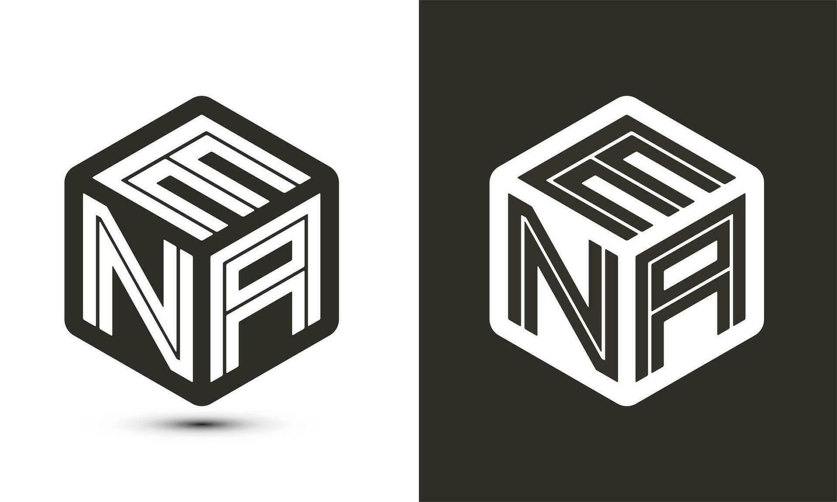 ena lettera logo design con illustratore cubo logo, vettore logo moderno alfabeto font sovrapposizione stile.