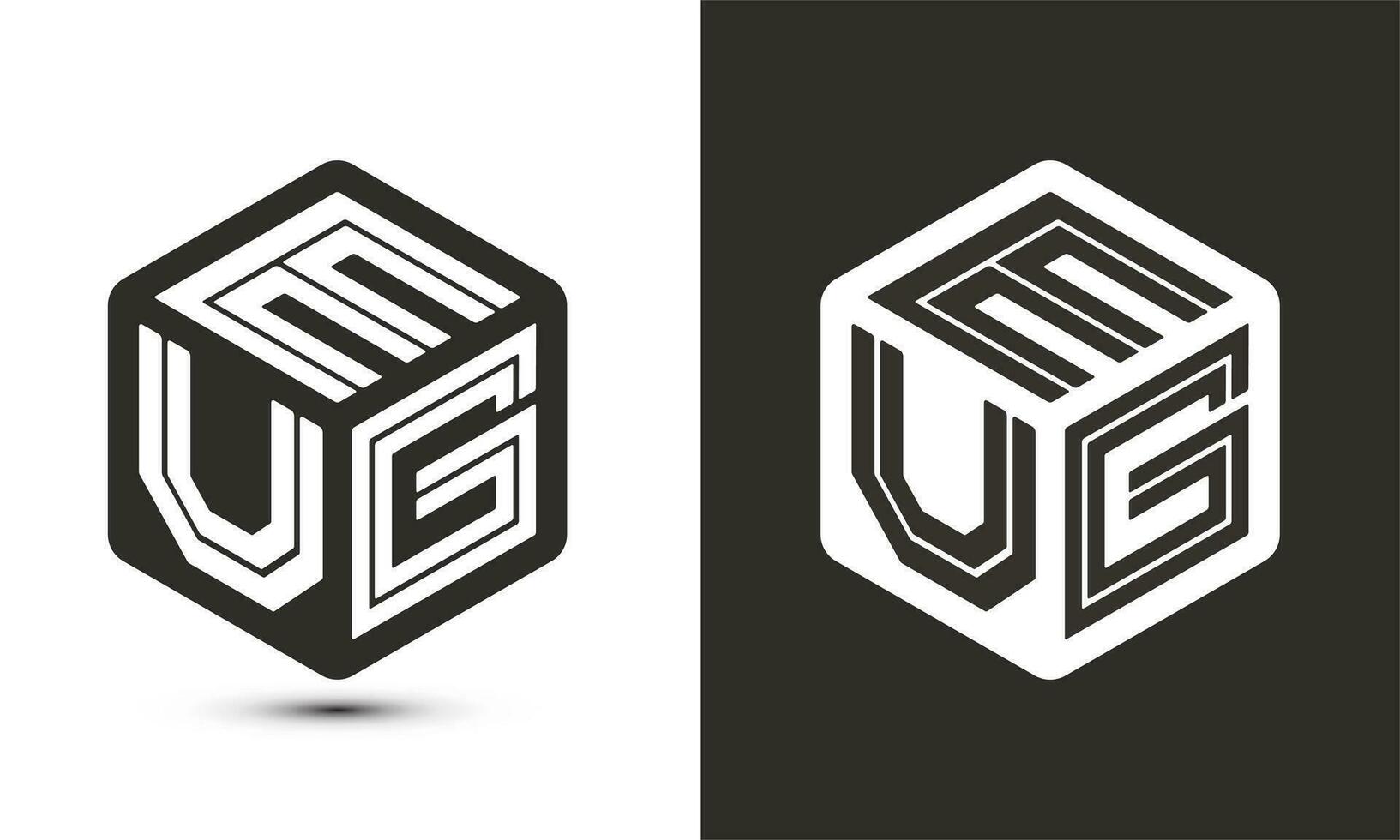 eug lettera logo design con illustratore cubo logo, vettore logo moderno alfabeto font sovrapposizione stile.