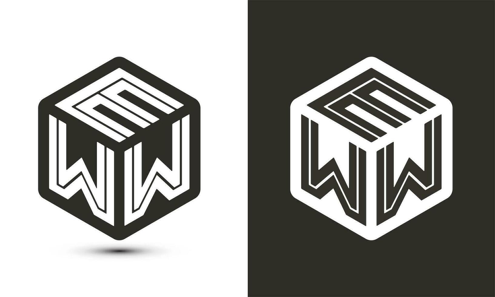 eww lettera logo design con illustratore cubo logo, vettore logo moderno alfabeto font sovrapposizione stile.