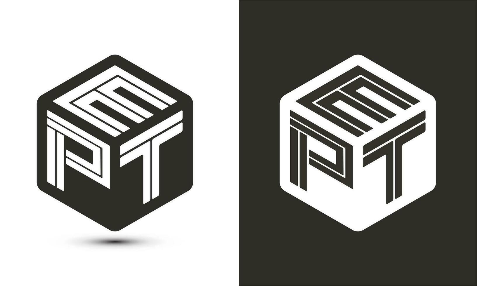 ept lettera logo design con illustratore cubo logo, vettore logo moderno alfabeto font sovrapposizione stile.