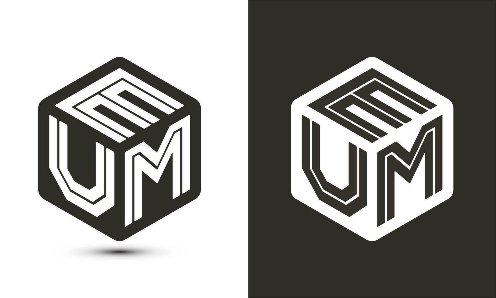 eum lettera logo design con illustratore cubo logo, vettore logo moderno alfabeto font sovrapposizione stile.