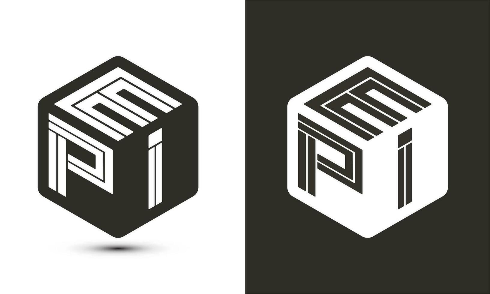 epi lettera logo design con illustratore cubo logo, vettore logo moderno alfabeto font sovrapposizione stile.