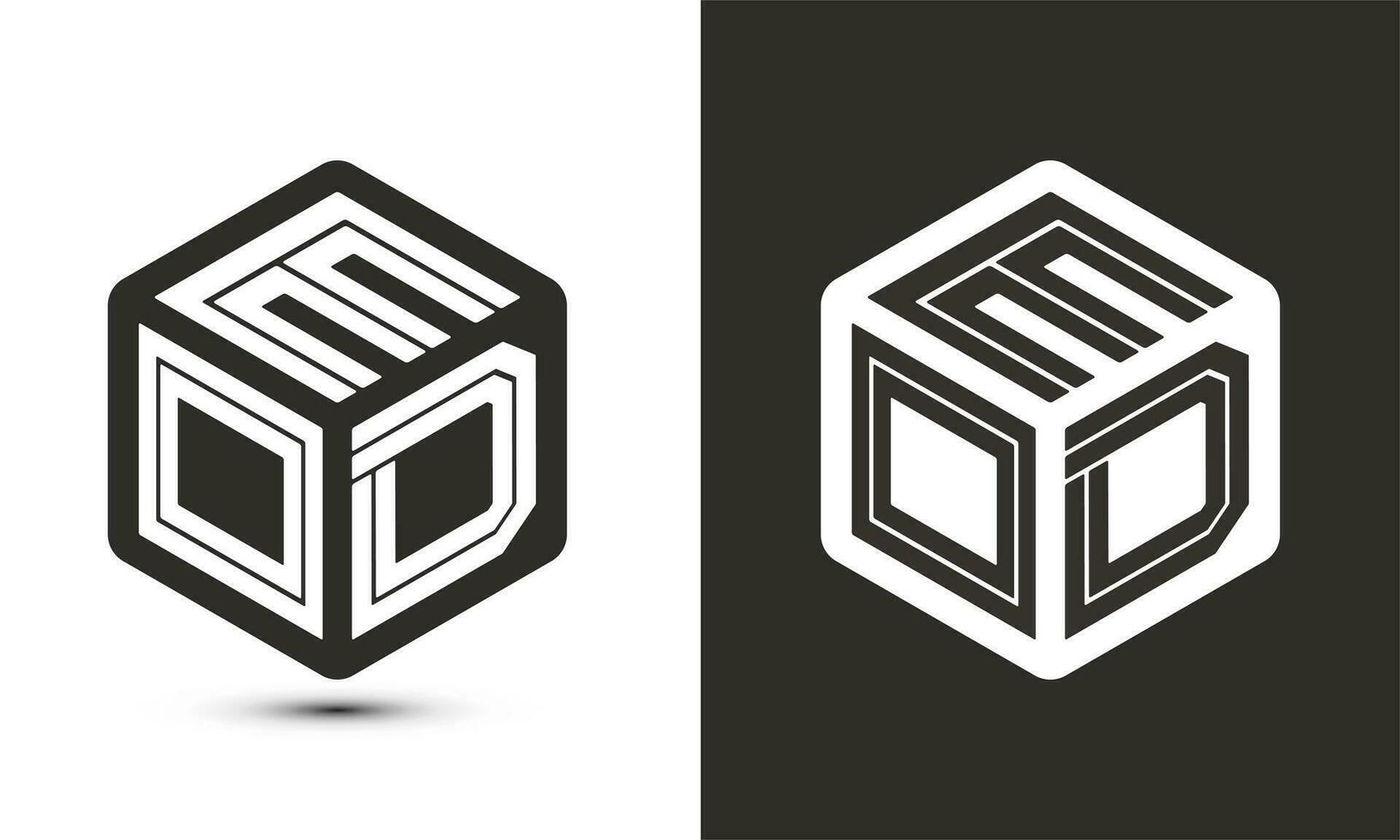 eod lettera logo design con illustratore cubo logo, vettore logo moderno alfabeto font sovrapposizione stile.