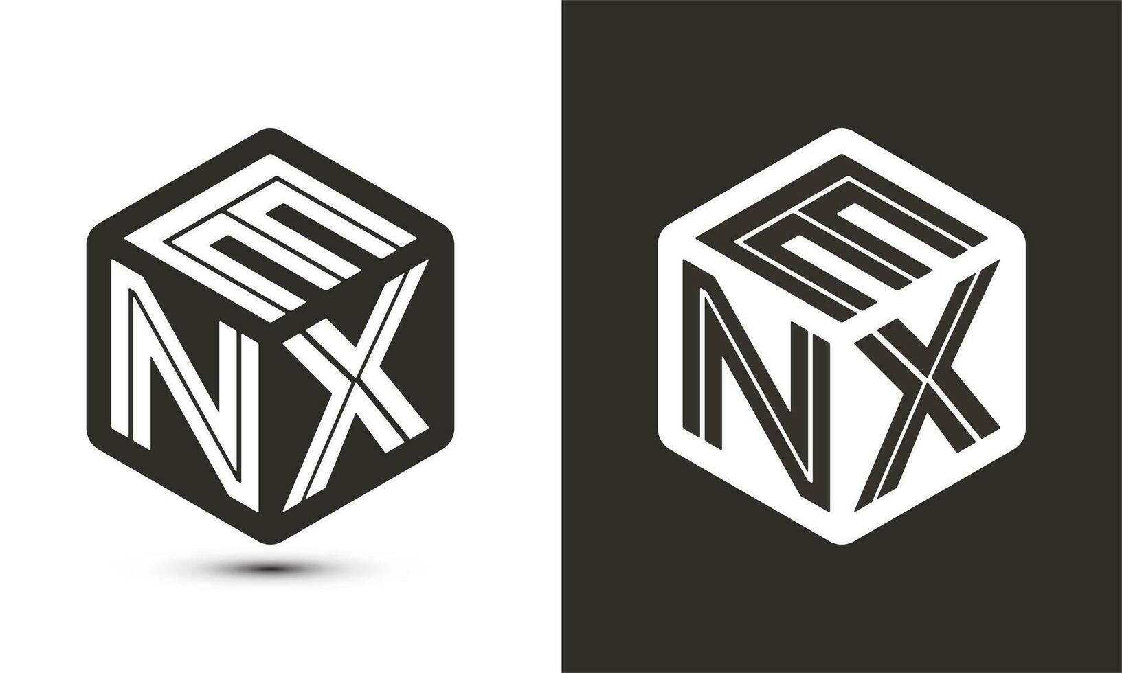 enx lettera logo design con illustratore cubo logo, vettore logo moderno alfabeto font sovrapposizione stile.