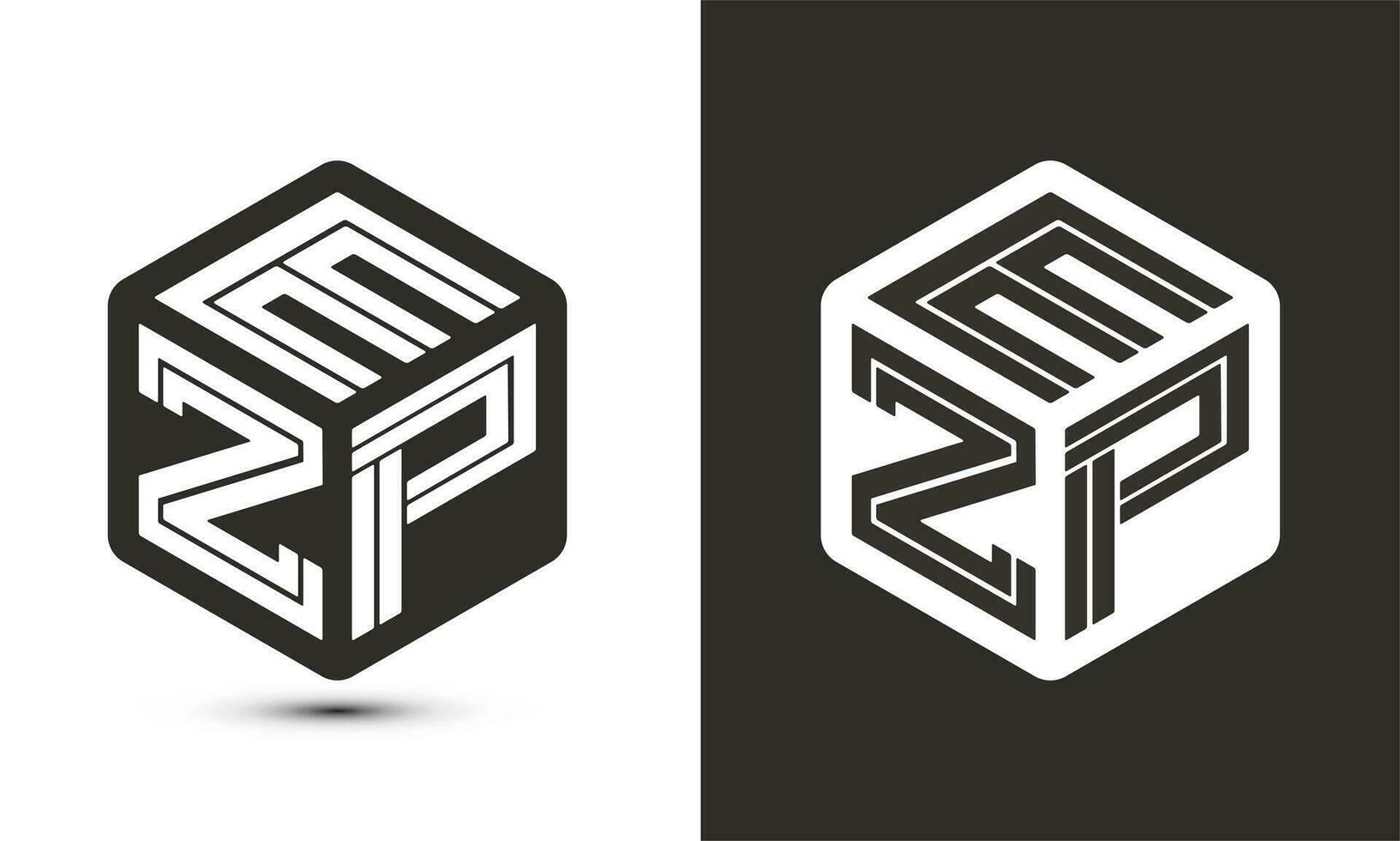 ezp lettera logo design con illustratore cubo logo, vettore logo moderno alfabeto font sovrapposizione stile.