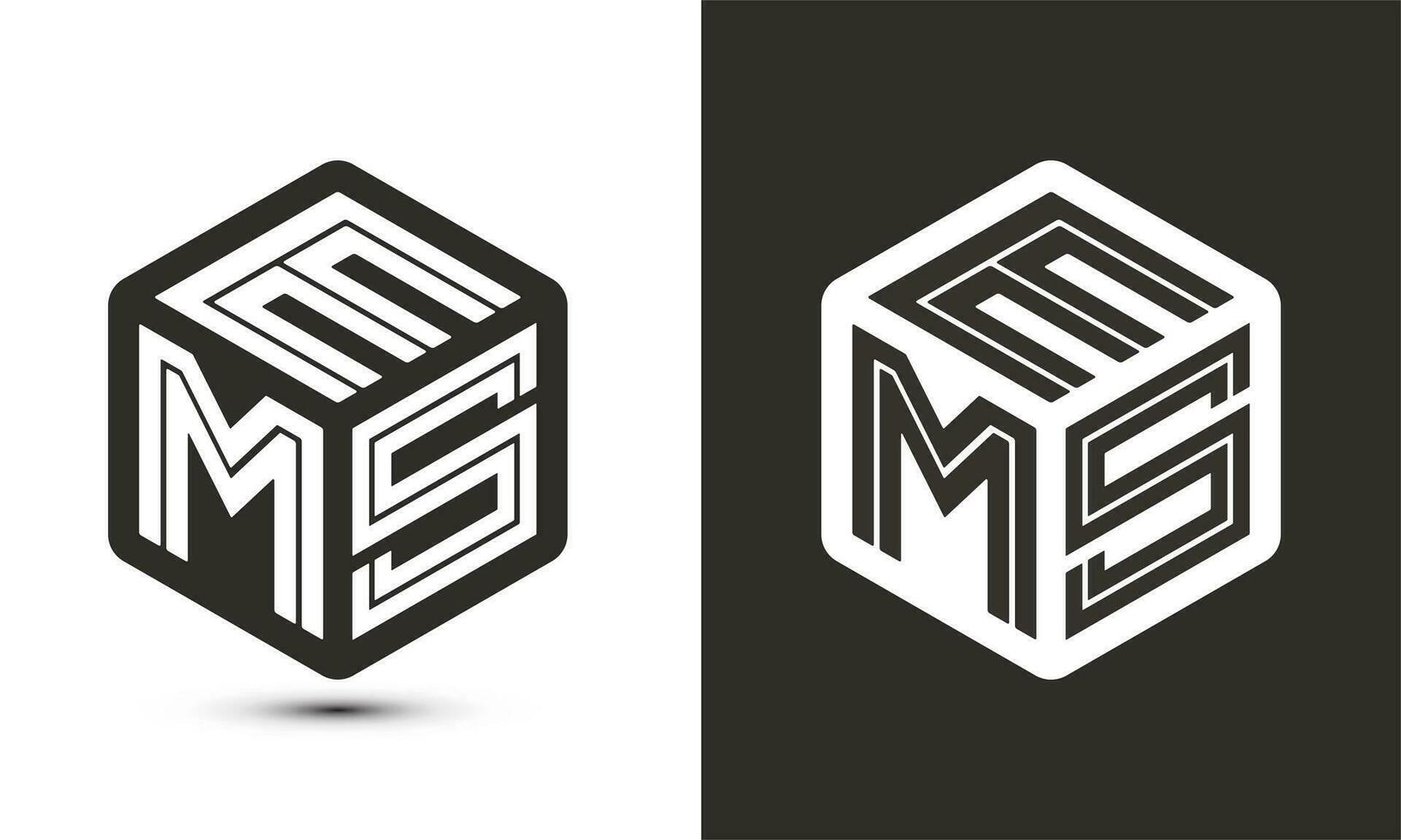 ems lettera logo design con illustratore cubo logo, vettore logo moderno alfabeto font sovrapposizione stile.