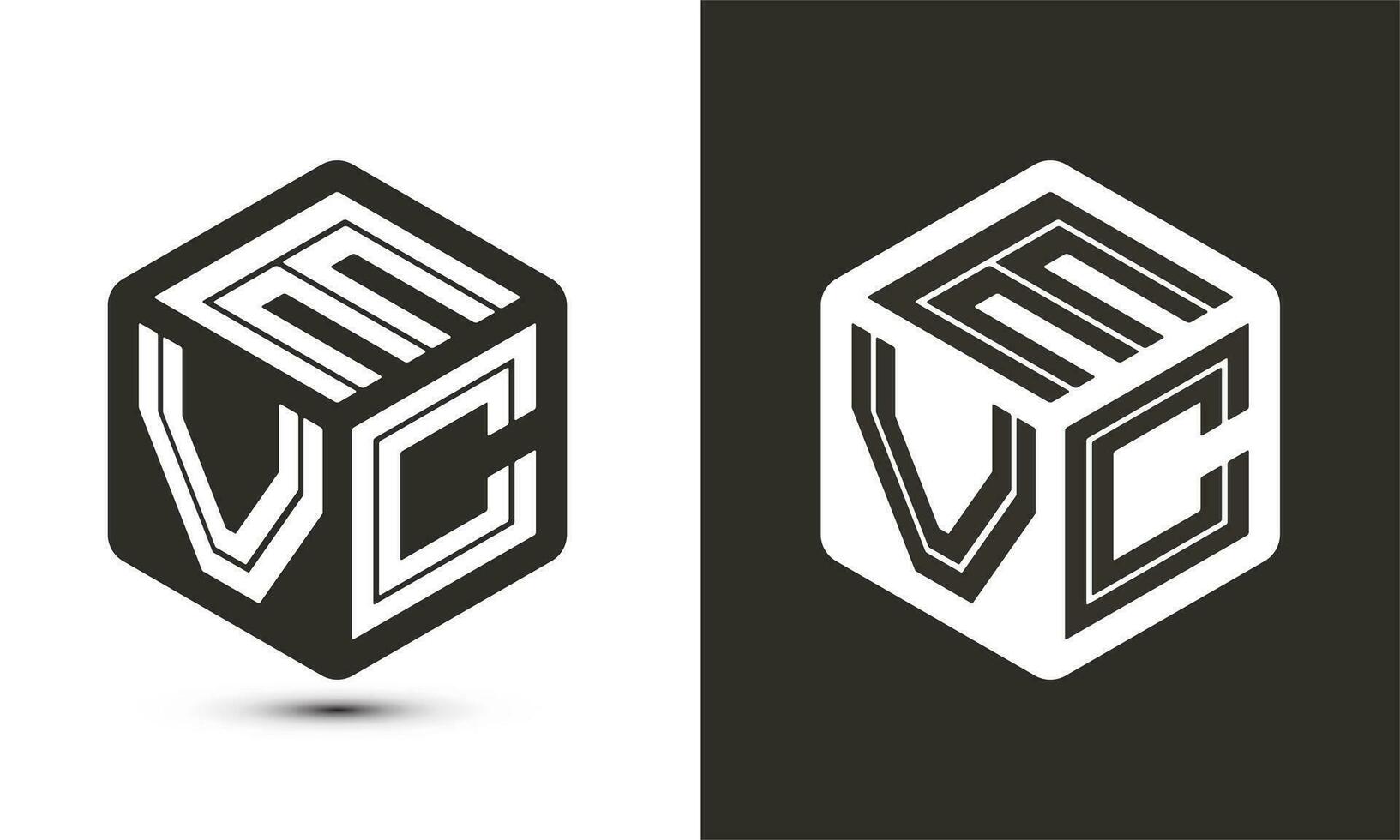ecc lettera logo design con illustratore cubo logo, vettore logo moderno alfabeto font sovrapposizione stile.
