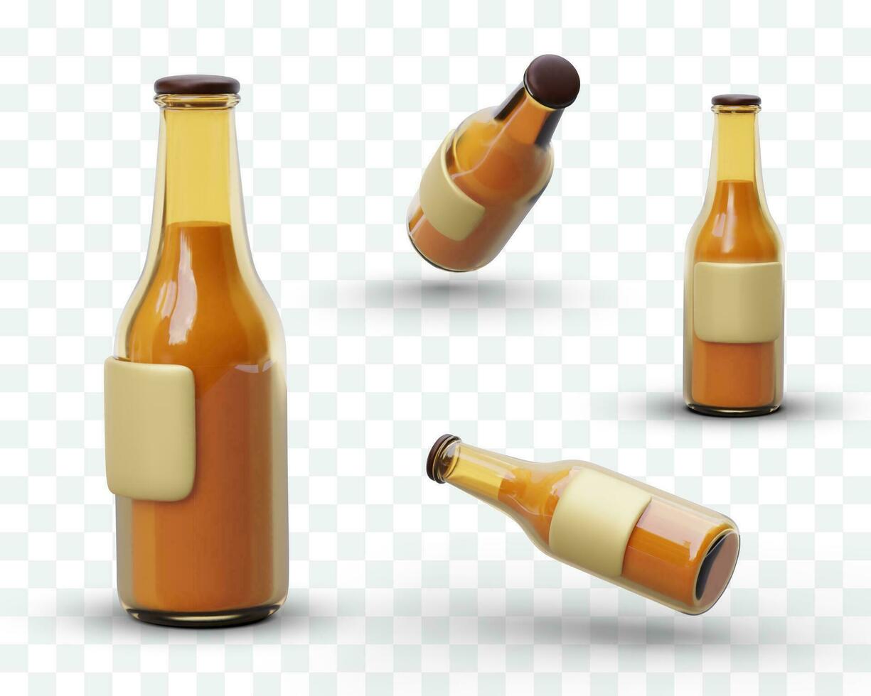 3d bicchiere bottiglia, Visualizza a partire dal diverso angoli. elemento per ragnatela disegno, pubblicità creazione vettore