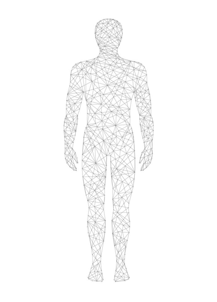 corpo umano low poly illustrazione vettoriale su sfondo scuro. concetto di medicina, scienza e tecnologia.