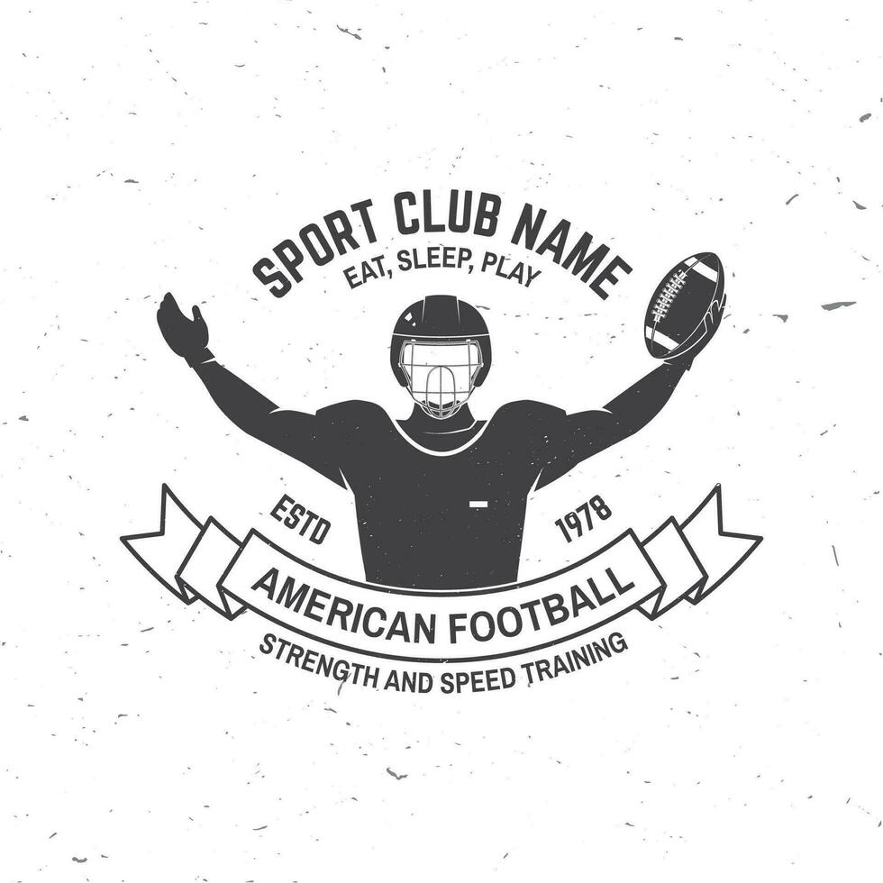 americano calcio o Rugby club distintivo. vettore . concetto per camicia, logo, Stampa, francobollo, tee, toppa. Vintage ▾ tipografia design con americano calcio sportivo giocatore silhouette