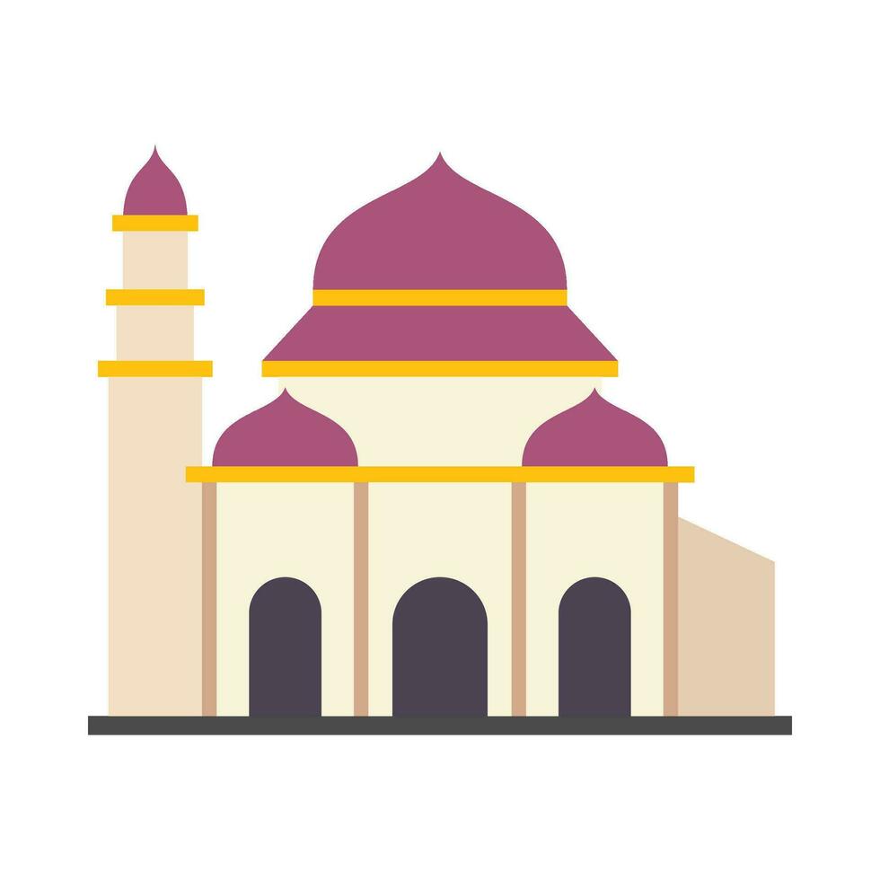 illustrazione piana della costruzione della moschea islamica vettore