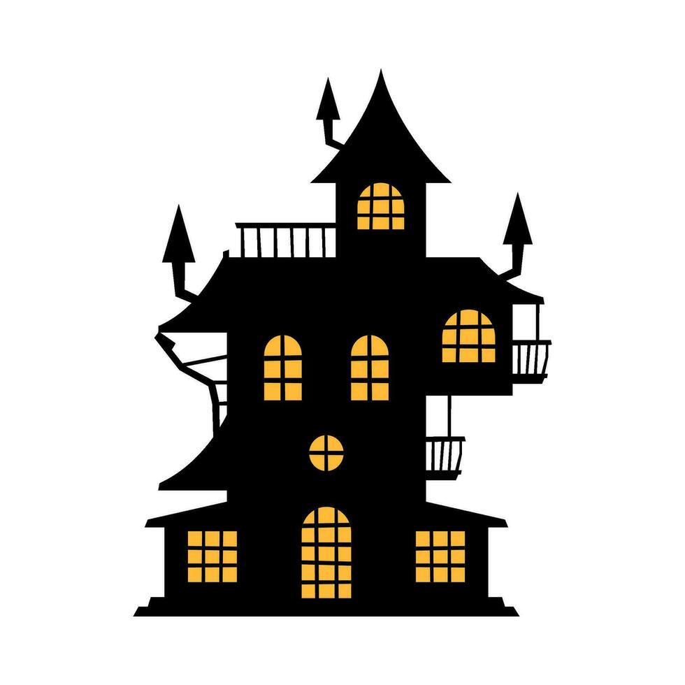 pauroso castello Halloween piatto illustrazione vettore