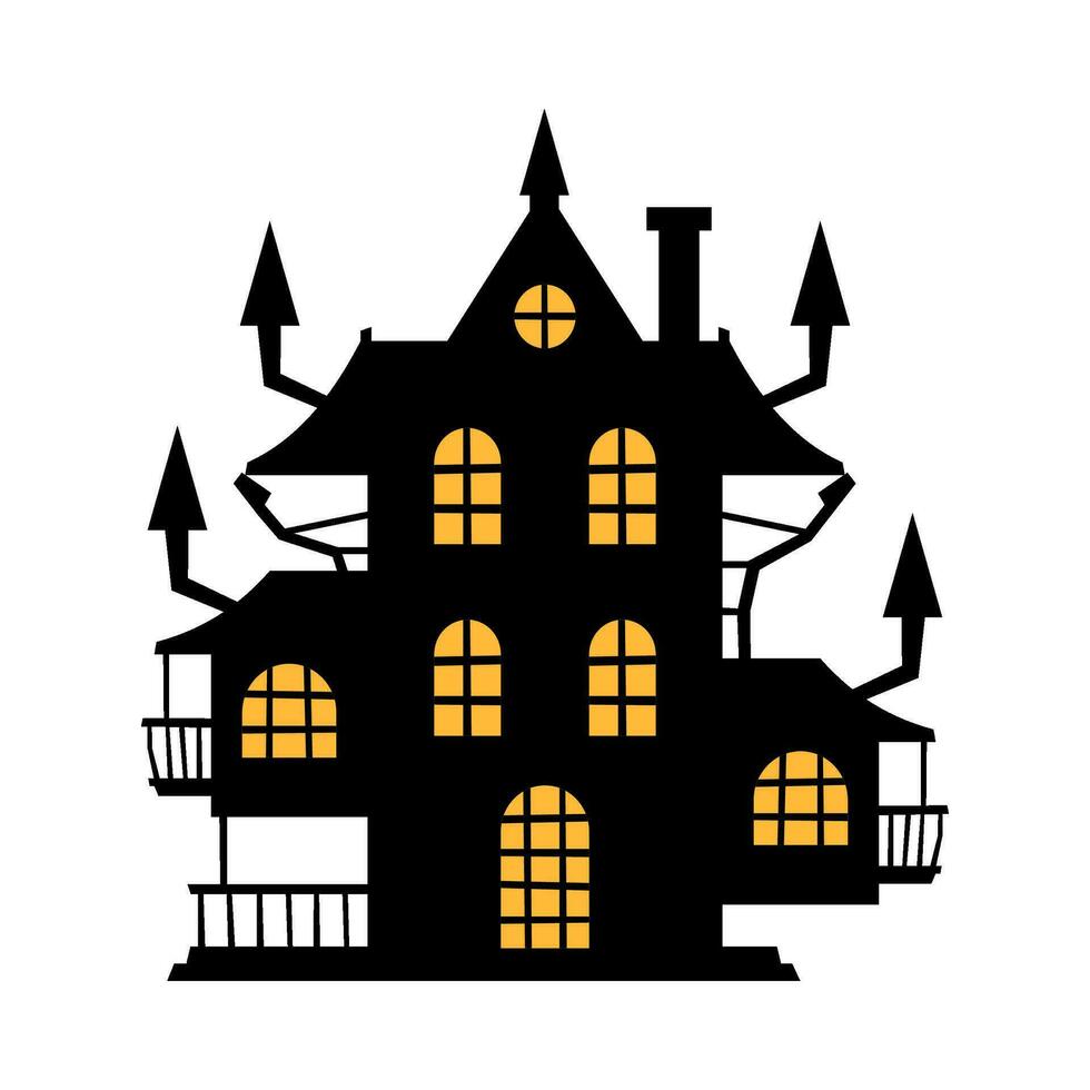 pauroso castello Halloween piatto illustrazione vettore
