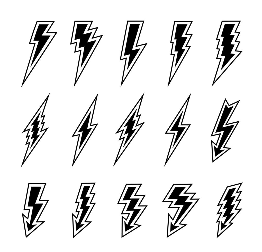 set di logo di vettore di fulmini. concetto di energia ed elettricità. raccolta flash. simboli di potenza ed elettrici, alta velocità, rapidità e rapida emblema.