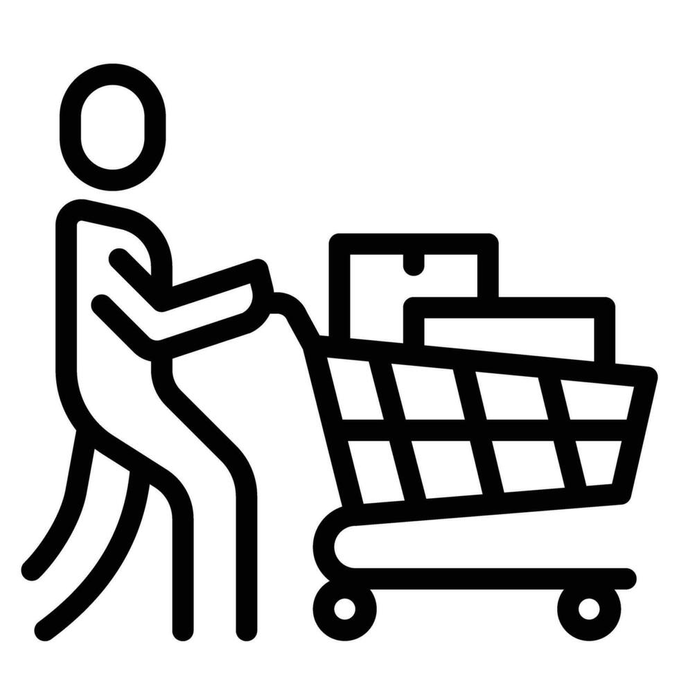 persone con shopping carrello icona . linea vettore illustrazione