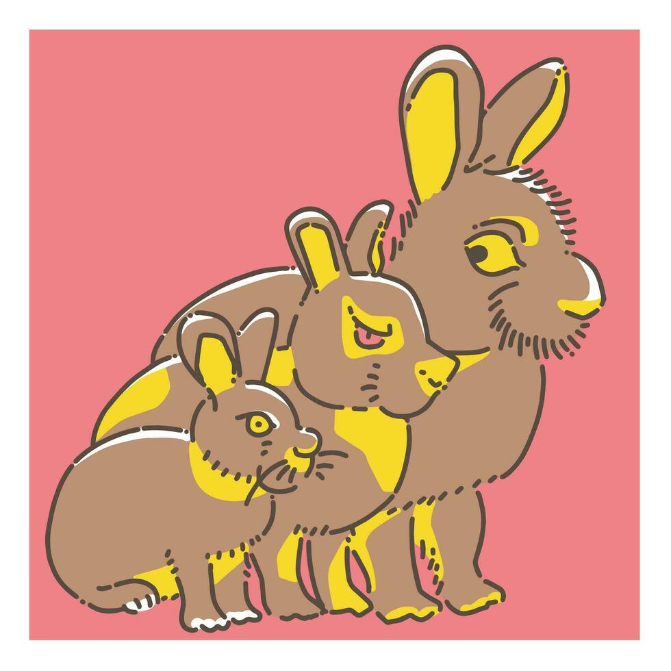 un' piccolo coniglio, un' medio coniglio e un' grande coniglio vettore