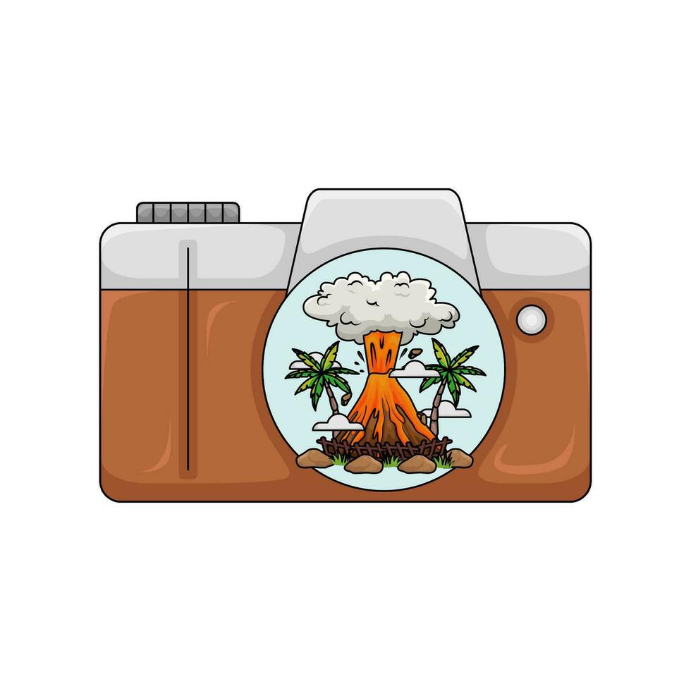 telecamera foto con immagine vulcano illustrazione vettore