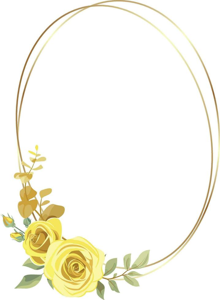 illustrazione di floreale telaio con giallo e verde rosa foglie, per nozze stazionario, saluto, sfondo, moda, sfondo, struttura, involucro vettore