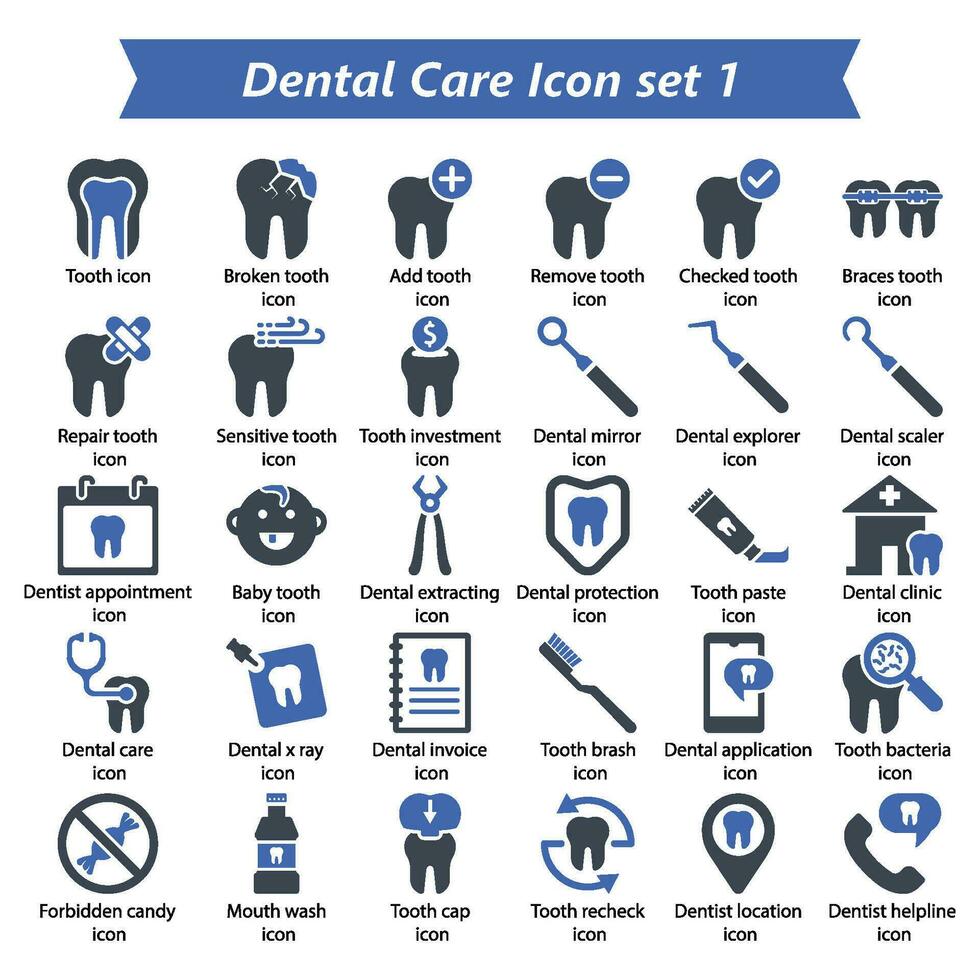 dentale cura icona impostato 1 vettore