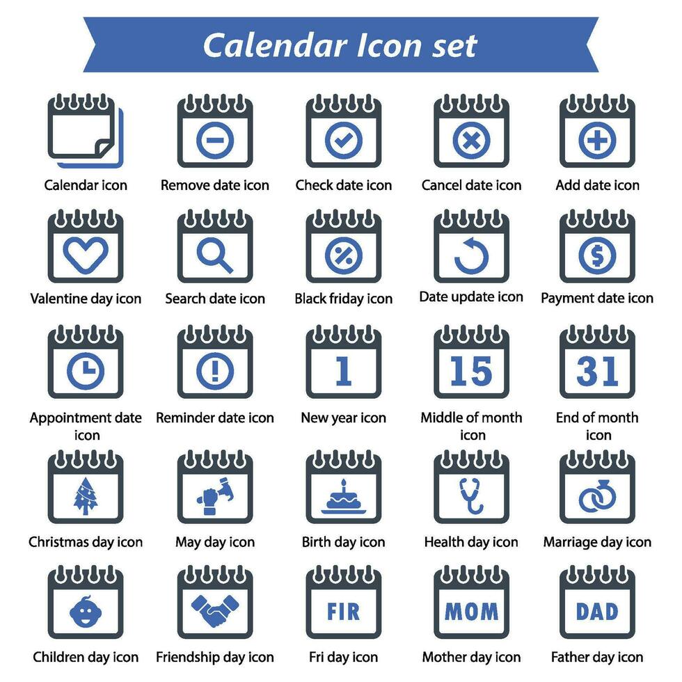 set di icone del calendario vettore