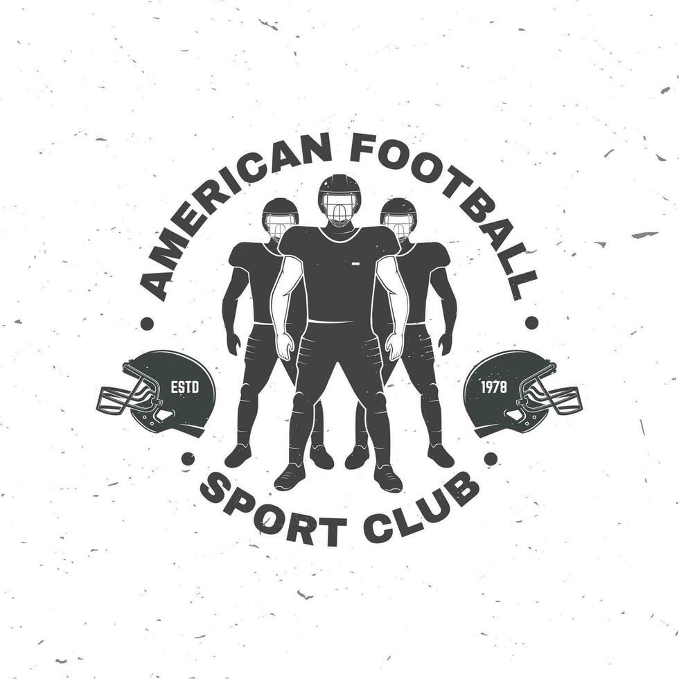 americano calcio o Rugby club distintivo. vettore . concetto per camicia, logo, Stampa, francobollo, tee, toppa. Vintage ▾ tipografia design con americano calcio sportivo giocatore silhouette