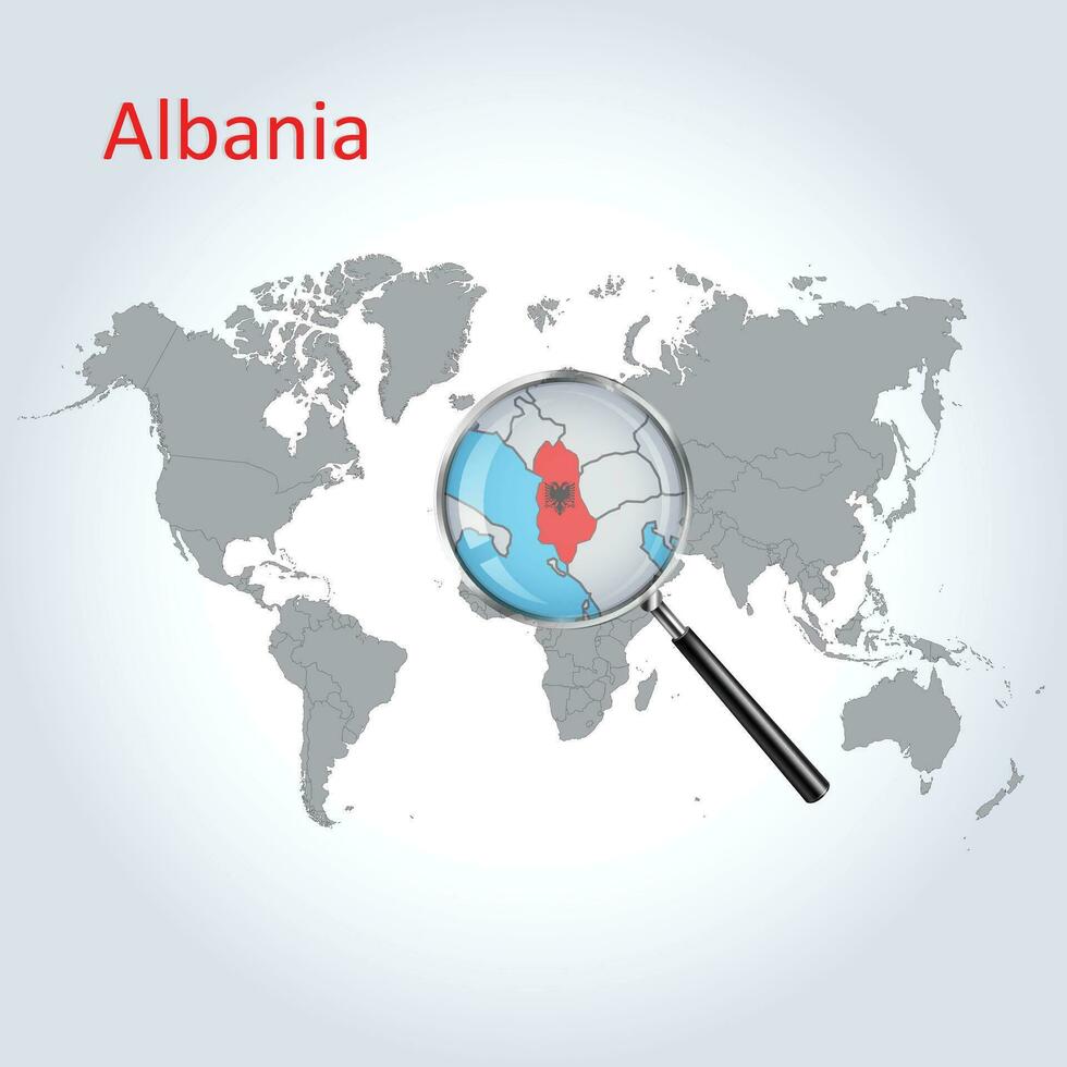 ingrandita carta geografica Albania con il bandiera di Albania allargamento di mappe vettore arte