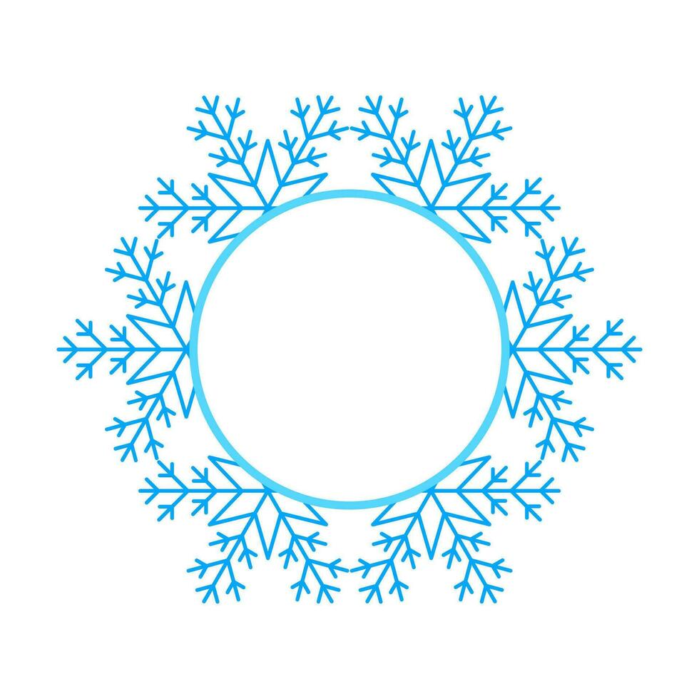 il giro vettore blu Natale inverno telaio fatto di i fiocchi di neve con posto per testo. Perfetto copyspace per decorazione sociale reti, fotografie e saluto carta