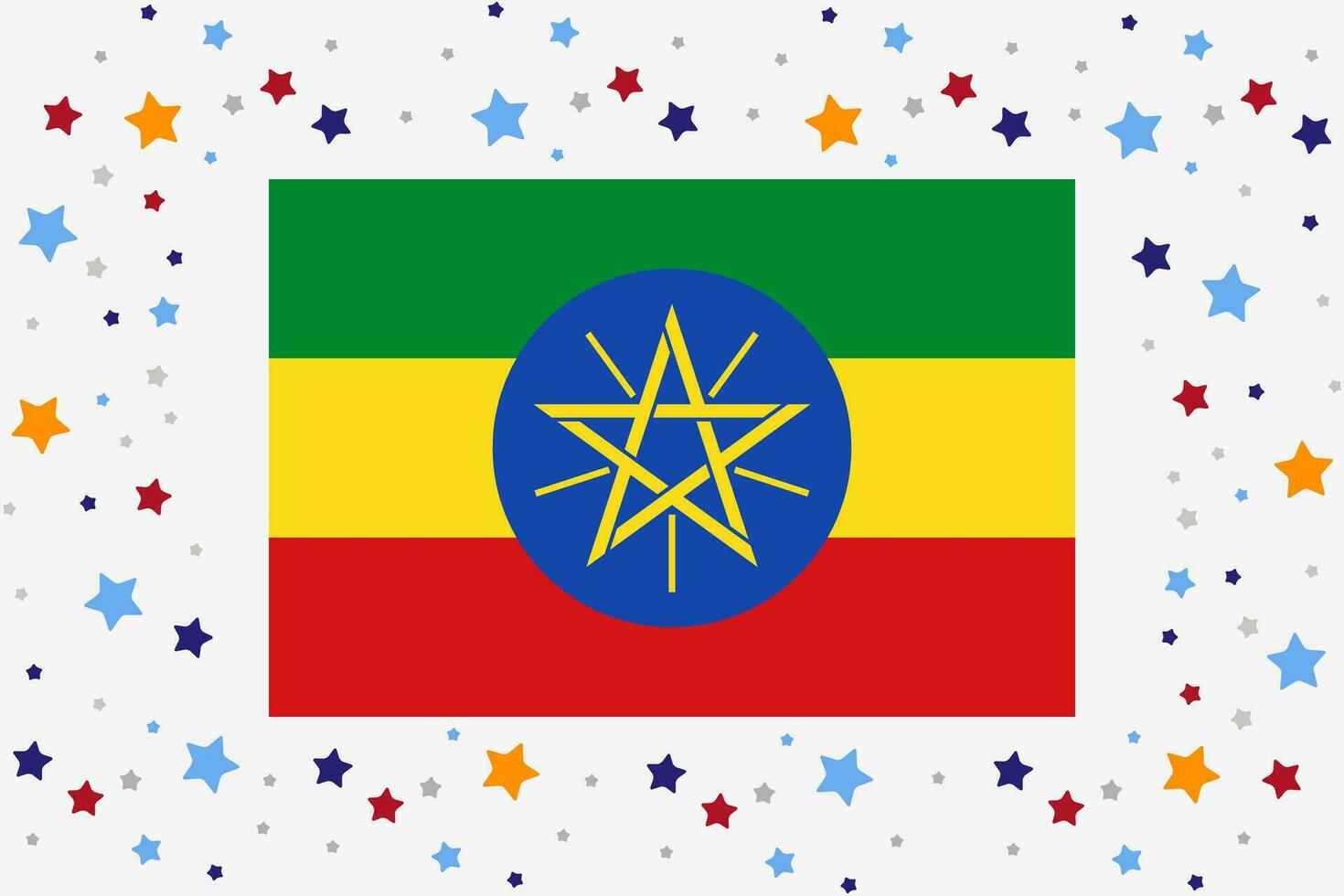Etiopia bandiera indipendenza giorno celebrazione con stelle vettore