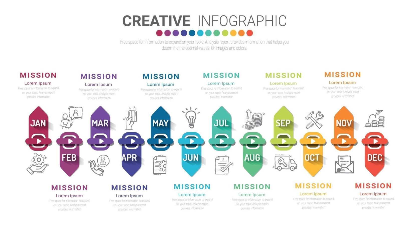 modello di infografica aziendale per 12 mesi vettore