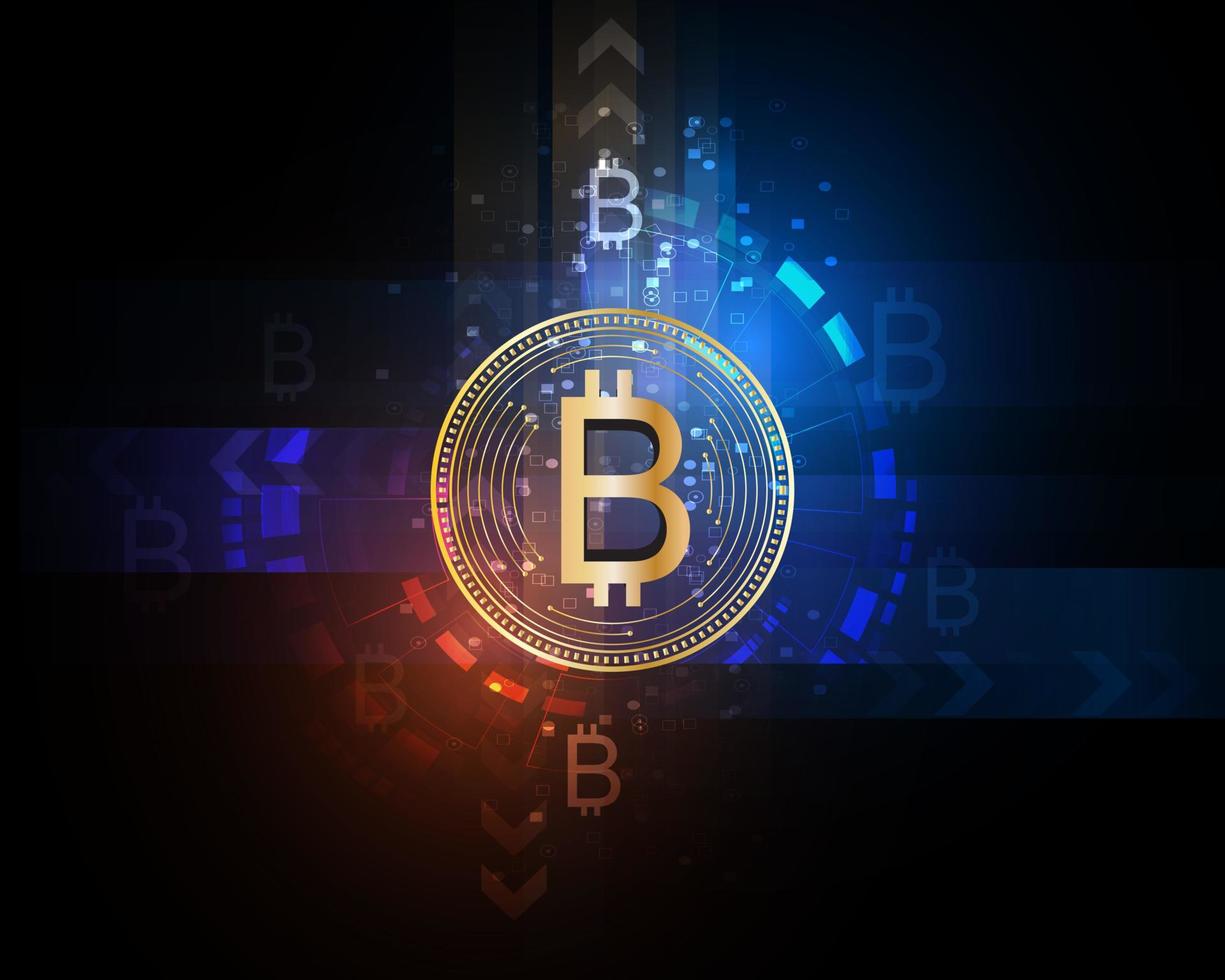 illustrazione digitale astratta del fondo dell'oro del bitcoin digitale vettore