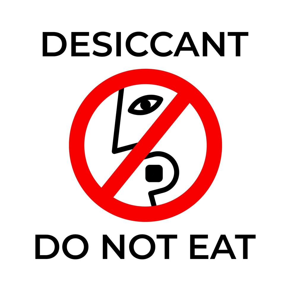 non mangiare icona essiccante. avvertimento mangiare silice proibito simbolo vettore