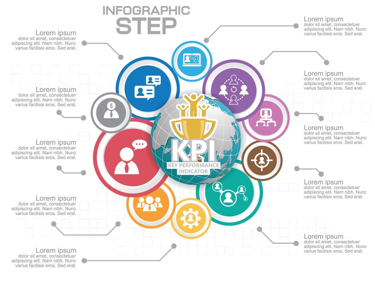 modello di infografica aziendale. visualizzazione dati. può essere utilizzato per il layout del flusso di lavoro, il numero di opzioni, i passaggi, il diagramma, il grafico, la presentazione, il grafico e il web design. illustrazione vettoriale. vettore