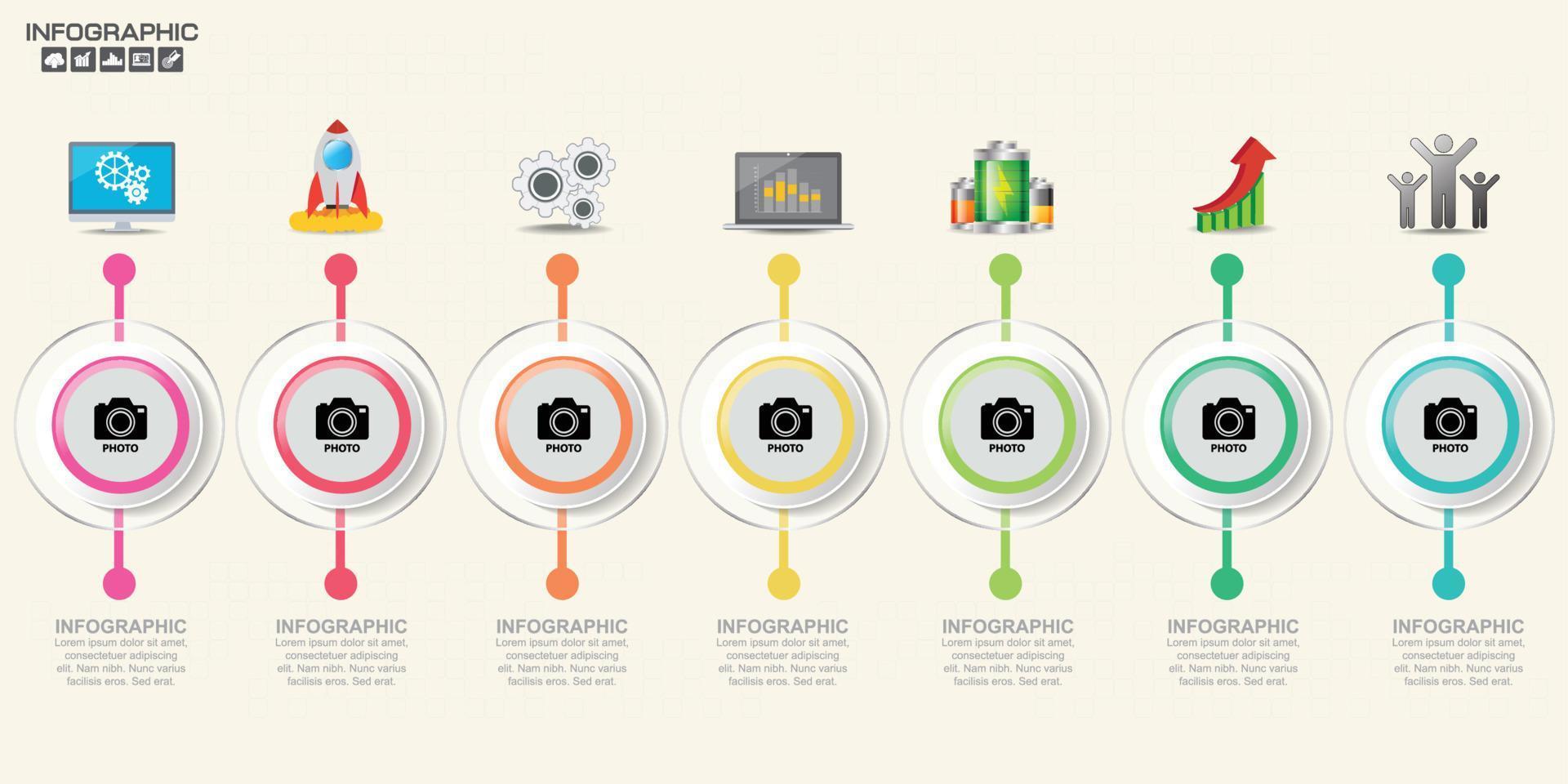 modello di progettazione infografica con cornice per testo e foto, può essere utilizzato per layout del flusso di lavoro, diagramma, report, web design. vettore