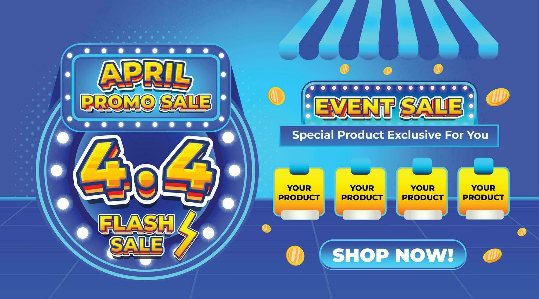 4.4 aprile veloce vendita giorno di paga speciale vendita evento cashback sconto sociale media promo regalare modello sfondo vettore